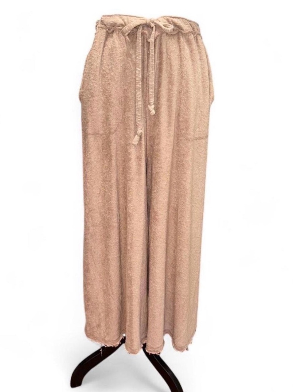 Cozy Wide-Leg Drawstring Lounge Pants - Neutral Blush Medium Cream
